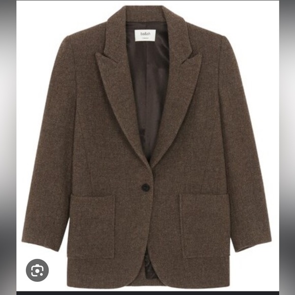 Brown tweed oversized blazer jacket BA&SH - Picture 2 of 7